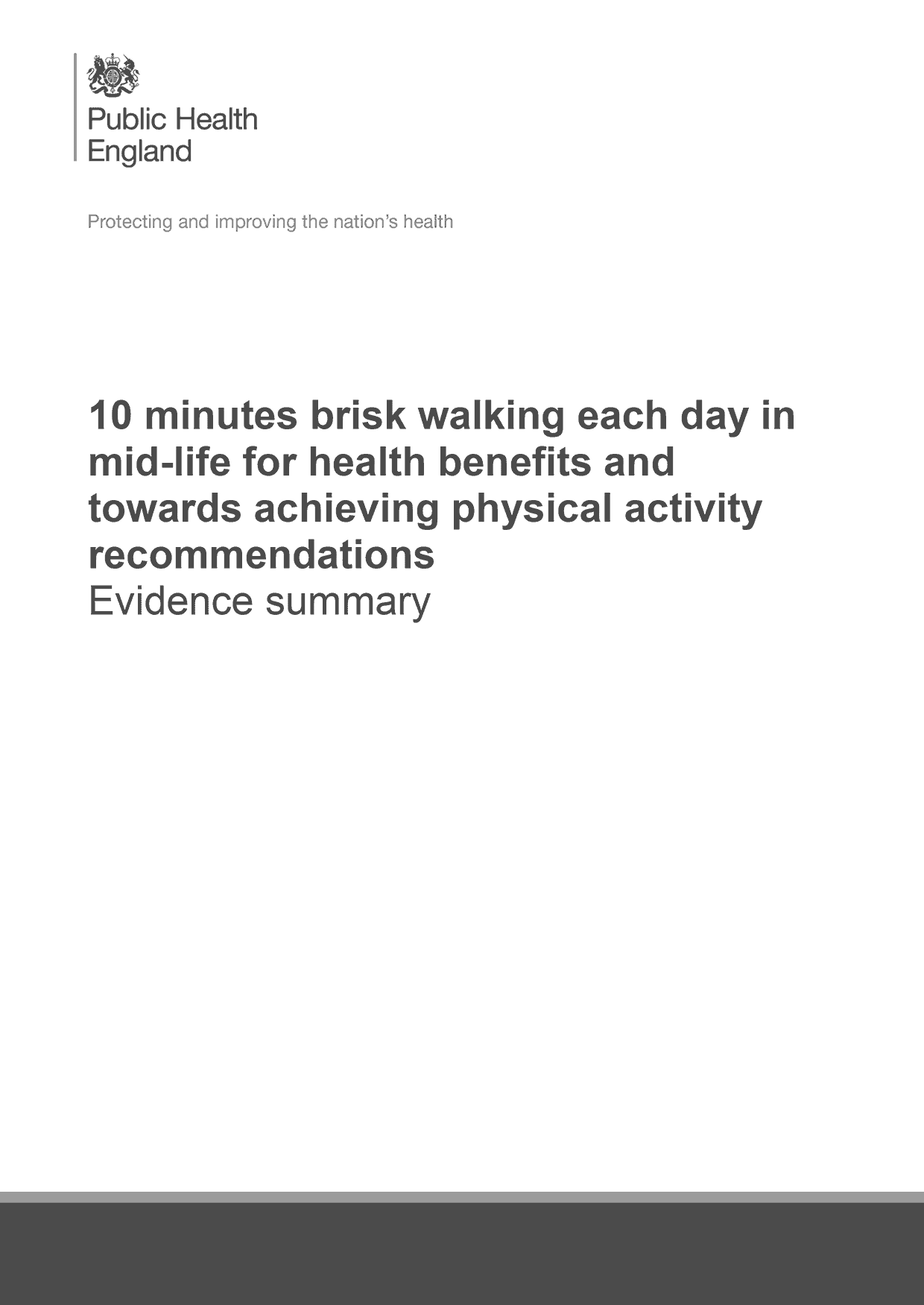 Health benefits of 10 minutes brisk walking each day