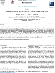 Operationalizing physical literacy through sport education