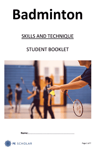 GCSE Badminton Booklet - Key Stage 4 (KS4) Practical