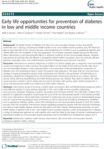 Early life opportunities for prevention of diabetes in low and middle income countries