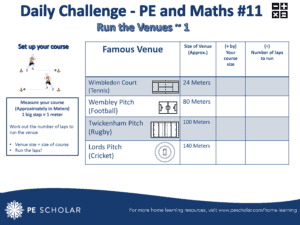 Daily Challenge Cards – Home Learning – PE & Maths (Cards 11-15)