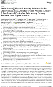 Brain Breaks - Physical Activity Solutions in the Classroom and on Attitudes toward Physical Activity