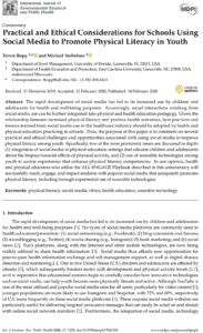 Practical and Ethical Considerations for Schools Using Social Media to Promote Physical Literacy in Youth