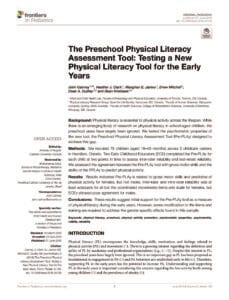 The Preschool Physical Literacy Assessment Tool: Testing a New Physical Literacy Tool for the Early Years