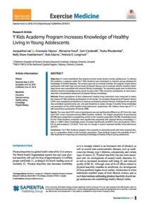 Y Kids Academy Program Increases Knowledge of Healthy Living in Young Adolescents