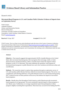 Movement-Based Programs in U.S. and Canadian Public Libraries - Evidence of Impacts from an Exploratory Survey