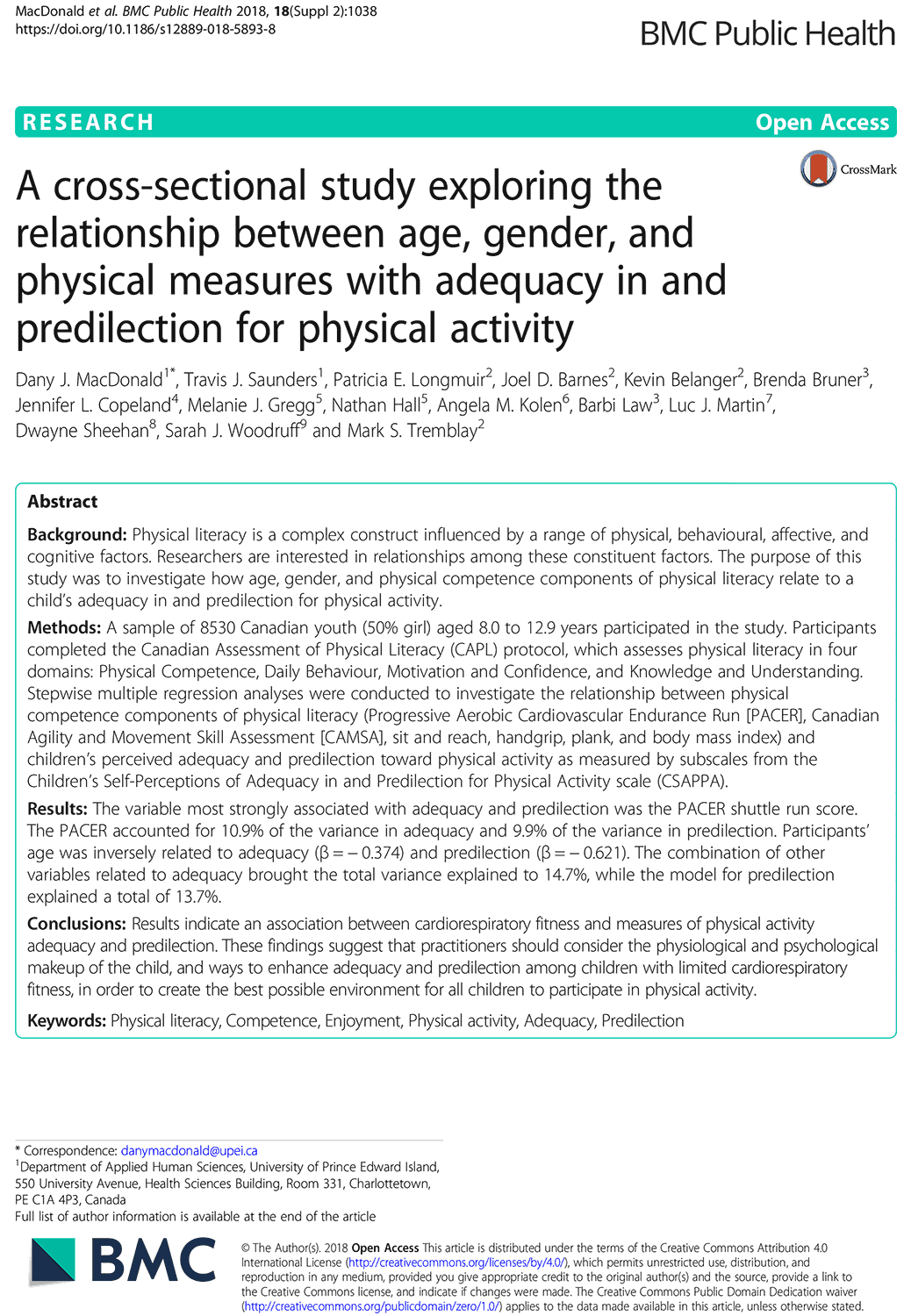 A cross-sectional study exploring the relationship between age, gender, and physical measures with adequacy in and predilection for physical activity