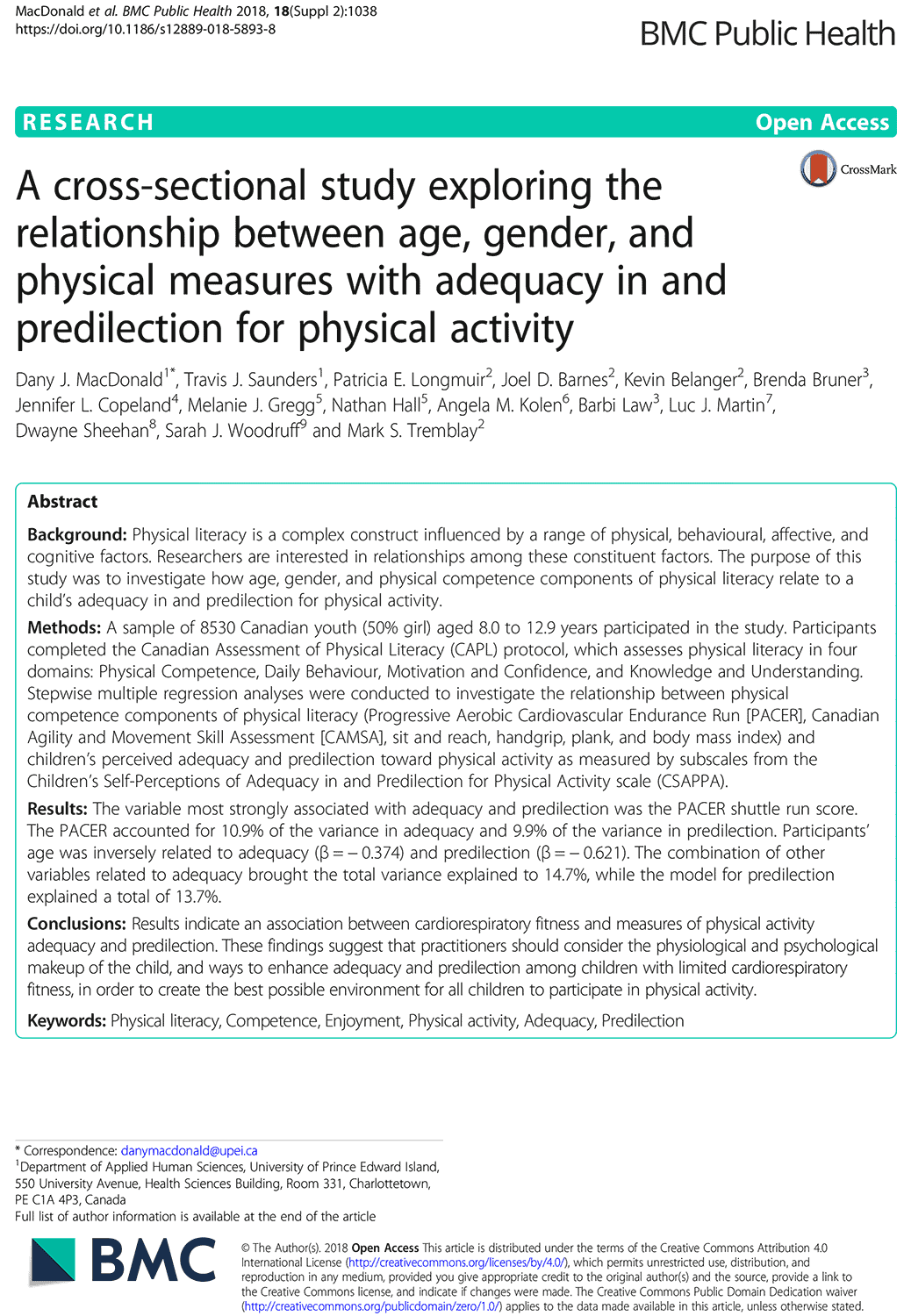 A cross-sectional study exploring the relationship between age, gender, and  physical measures with adequacy in and predilection for physical activity -  PE Scholar
