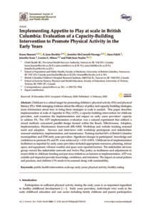 Implementing Appetite to Play at scale in British Columbia: Evaluation of a Capacity-Building Intervention to Promote Physical Activity in the Early Years