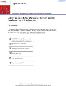 Agility as a predictor of physical literacy activity levels and sport involvement
