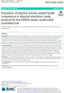 Promotion of physical activity-related health competence (PAHCO) in physical education: study protocol for the GEKOS cluster randomized controlled trial