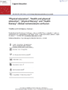 Physical education health and physical education physical literacy and health literacy Global nomenclature confusion