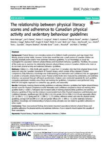 The relationship between physical literacy scores and adherence to Canadian physical activity and sedentary behaviour guidelines