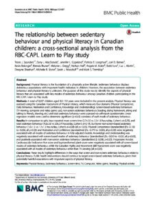 The relationship between sedentary behaviour and physical literacy in Canadian children