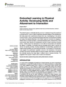 Embodied Learning in Physical Activity - Developing Skills and Attunement to Interaction