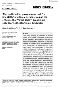 ‘The participation group means that I'm low ability’- students’ perspectives on the enactment of ‘mixed ability’ grouping in secondary school physical education