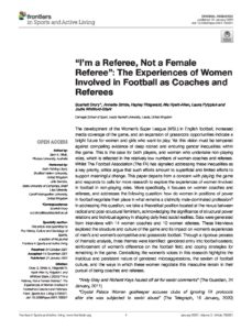 I'm a Referee, Not a Female Referee - The Experiences of Women Involved in Football as Coaches and Referees