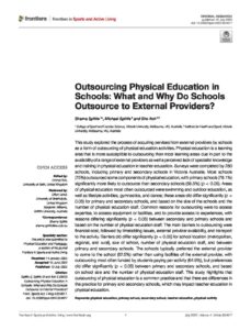 Outsourcing Physical Education in Schools: What and Why Do Schools Outsource to External Providers?