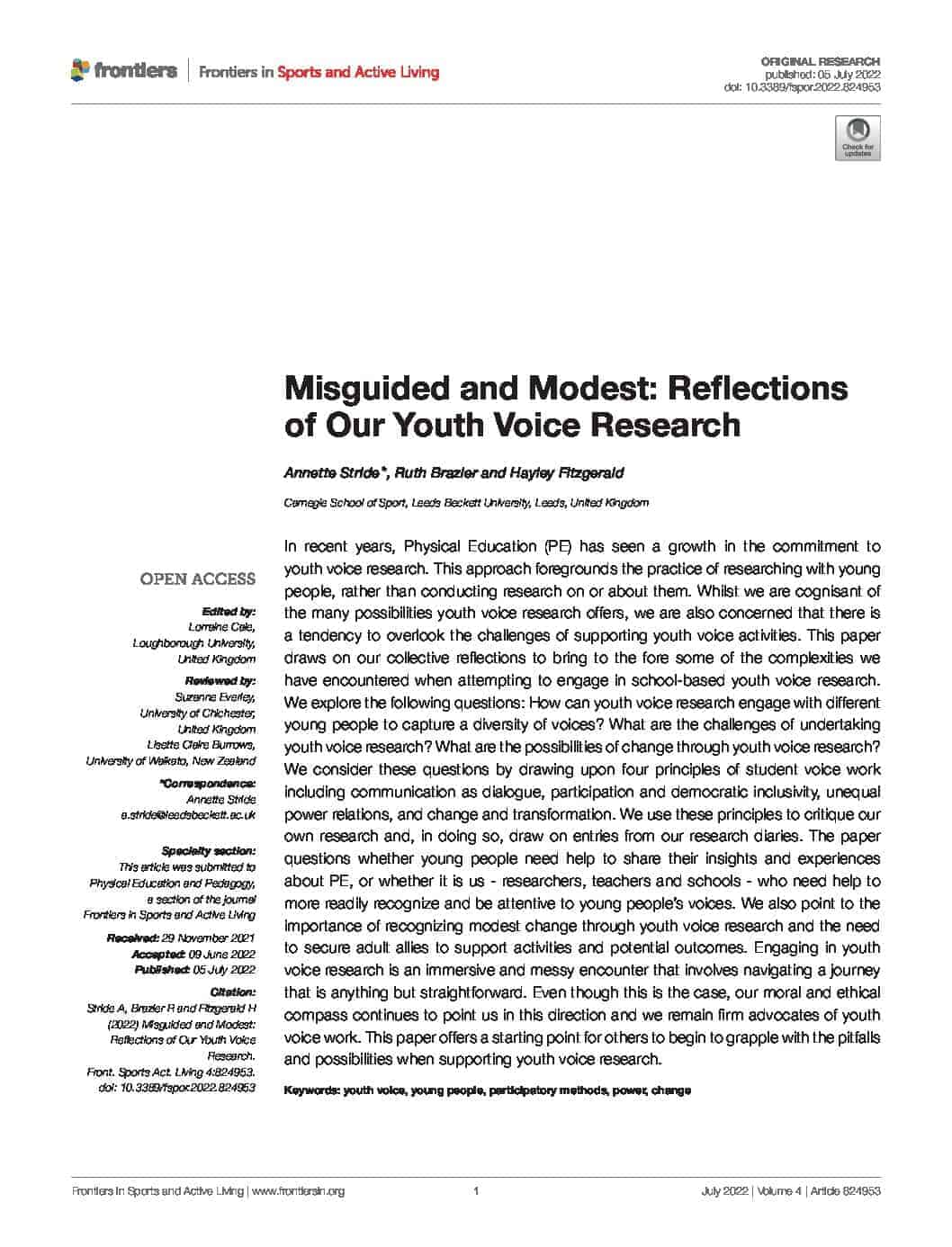 Misguided and Modest: Reflections of Our Youth Voice Research