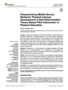 Characterising Middle School Students' Physical Literacy Development: A Self-Determination Theory-Based Pilot Intervention in Physical Education