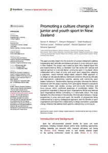 Promoting a culture change in junior and youth sport in New Zealand