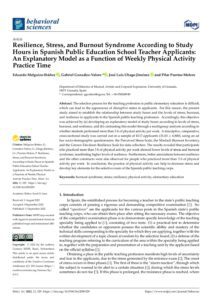 Resilience, Stress, and Burnout Syndrome According to Study Hours in Spanish Public Education School Teacher Applicants: An Explanatory Model as a Function of Weekly Physical Activity Practice Time