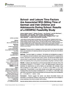 School- and Leisure Time Factors Are Associated With Sitting Time of German and Irish Children and Adolescents During School: Results of a DEDIPAC Feasibility Study