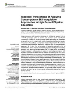 Teachers' Perceptions of Applying Contemporary Skill Acquisition Approaches in High School Physical Education