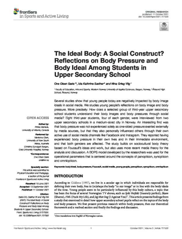 The Ideal Body: A Social Construct? Reflections on Body Pressure and Body Ideal Among Students in Upper Secondary School