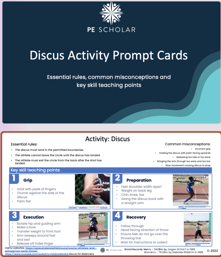 Discus Activity Prompt Card