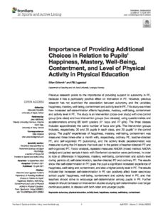 Importance of Providing Additional Choices in Relation to Pupils' Happiness, Mastery, Well-Being, Contentment, and Level of Physical Activity in Physical Education