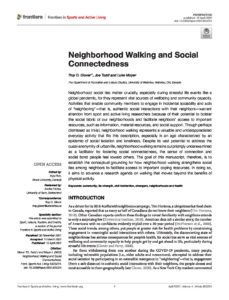 Neighborhood Walking and Social Connectedness