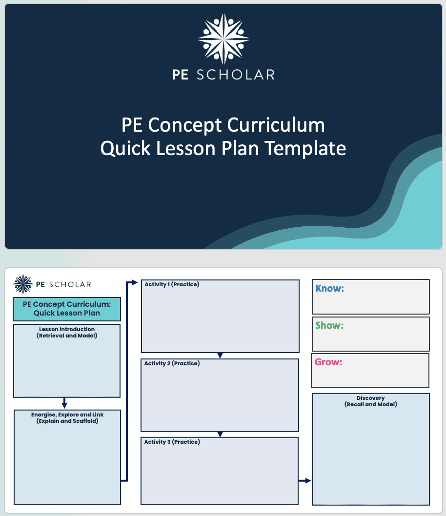 PE Concept Curriculum Quick Lesson Plan Template