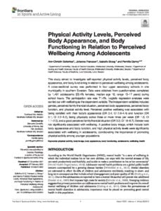 Physical Activity Levels, Perceived Body Appearance, and Body Functioning in Relation to Perceived Wellbeing Among Adolescents