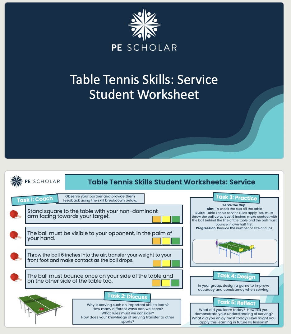 Table Tennis Skills: Student Worksheets