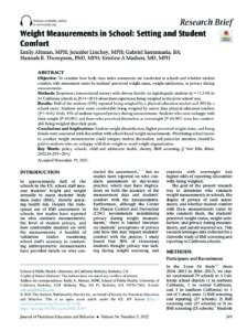 Weight Measurements in School Setting and Student Comfort