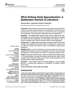 What Defines Early Specialization: A Systematic Review of Literature
