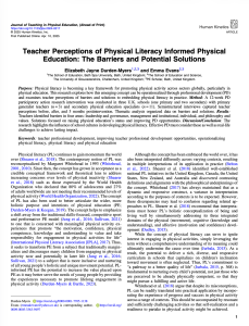 Teacher Perceptions of Physical Literacy Informed Physical Education: The Barriers and Potential Solutions