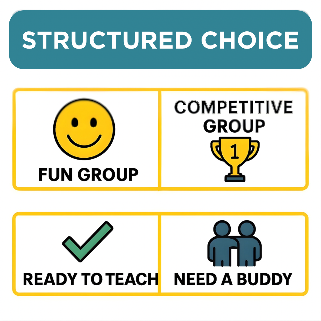 [Infographic of Structured Choice grouping strategies]